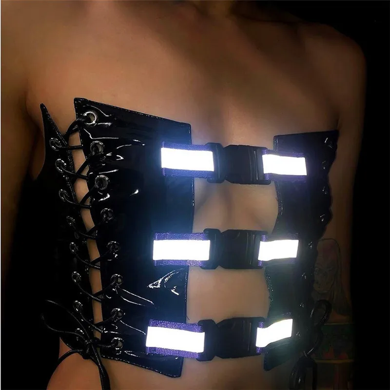New Sexy PU Leather Crop Tops Tees Women Reflective Clothing Button Lace Up Sexy Party Club Bandage Tank Y11248
New Sexy PU Leather Crop Tops Tees Women Reflective Clothing Button Lace Up Sexy Party Club Bandage Tank Y11248