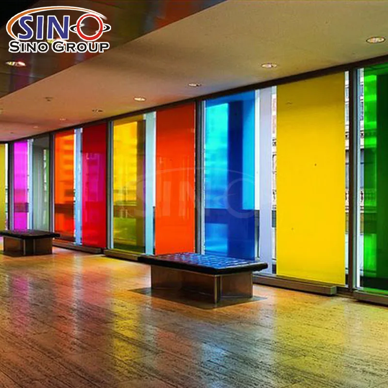Çin uv dayanıklı 99% renkli dekoratif cam bina camı renkli vinil Film