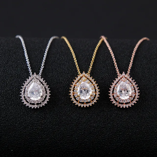 cz teardrop pendant necklace -handmade gift ideas jewellery