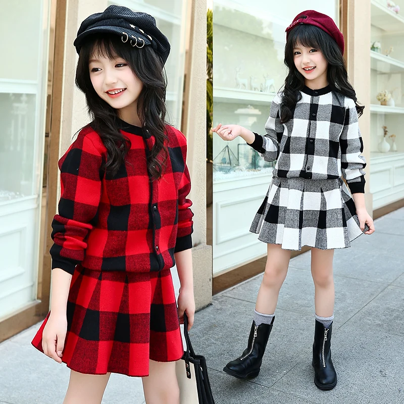 High Quality Kids Spring Checked Sweater Top+Skirt Girls 2 Piece Clothing Set, Black, red
High Quality Kids Spring Checked Sweater Top+Skirt Girls 2 Piece Clothing Set, Black, red