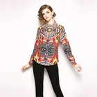 New Women's Printed Slim Long-sleeved POLO Blouse With Lapel