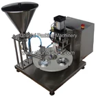 Manual rotary yogurt jelly jam water milk chocolate paste plastic cup filling sealing machine
