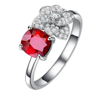 

gems jewellery hot sale wedding engagement 0.5ct red ruby natural gemstone ring women with diamond 18k gold fine jewelry