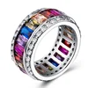 Wholesale 8 Colors Peridot Red Silver Purple Silver Multi Color Ring Women Jewelry Classic Fashion Design Zircon Ring