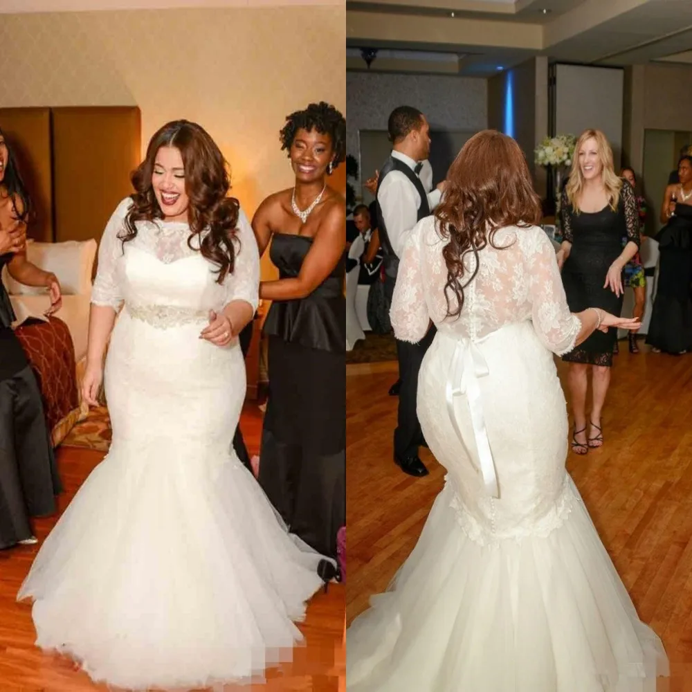 LL008 White Ivory Half Sleeves Lace Rhinestone Crystal Ribbon Belts Big Size Bridal Gown Mermaid Plus Size Wedding Dresses, Per the request
LL008 White Ivory Half Sleeves Lace Rhinestone Crystal Ribbon Belts Big Size Bridal Gown Mermaid Plus Size Wedding Dresses, Per the request