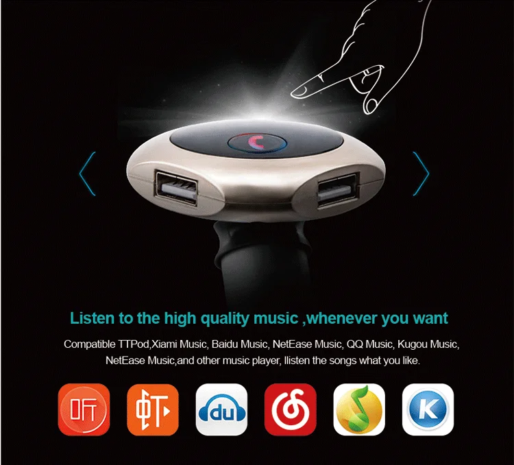 GXYKIT Bluetooth Hands Free Q7 car MP3 Player Kit Wireless car FM Transmitter support SD/TF Card Car USB charger - ANKUX.COM