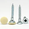 Zinc Plated Carbon Steel Single Thread Phillips Countersunk Head Screw with Plastic Cover Cap