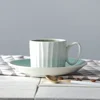 Wholesale Coffee Cups Porcelain Green Cup Sets With Stripe