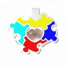 Autism heart puzzle colorful enamel pearl cage locket pendant silver charms cage necklace for DIY custom jewelry