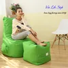 hotsale green polyester bean bag chair with ottoman factory wholesale bean bag seat with foot stool