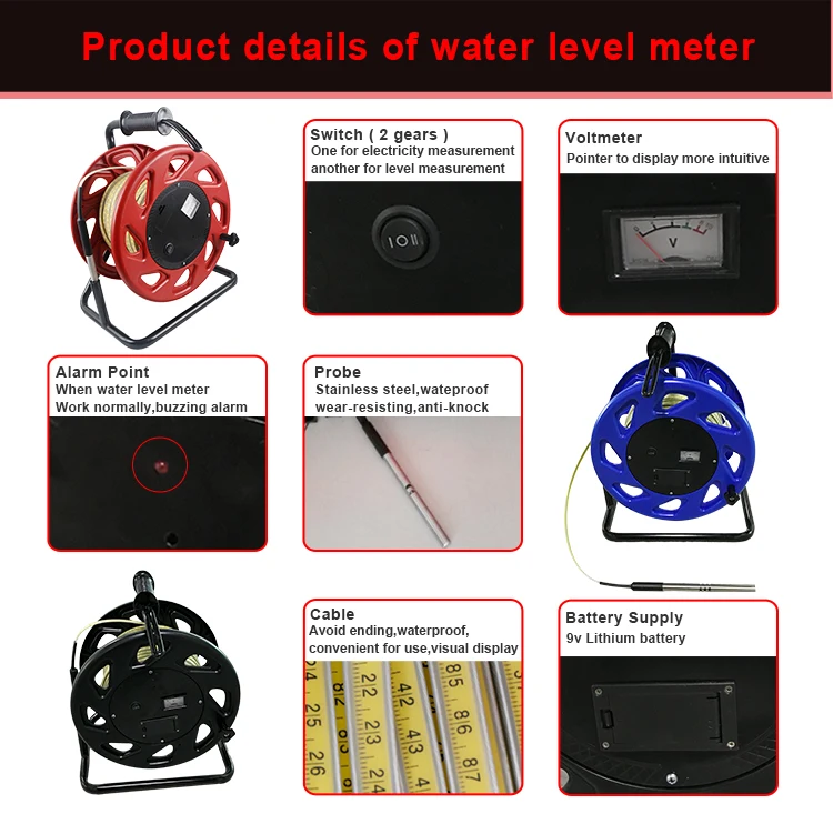 Holykell deep well steel tape water level meter sounder