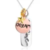 Tri-color Gold Plated Sterling Silver Believe Dream Necklace