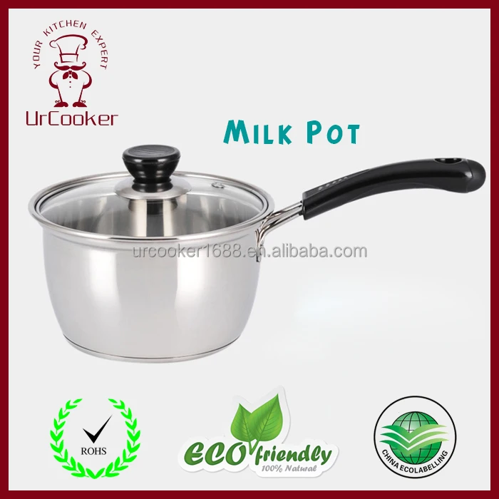 Milk Boiling Pot With Plastic Handle Stainless Steel Milk Pot