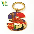 Wholesales Branded Die Struck process Soft Enamel with Glitter and Epoxy Split Ring S letter 3D Keychain for girl