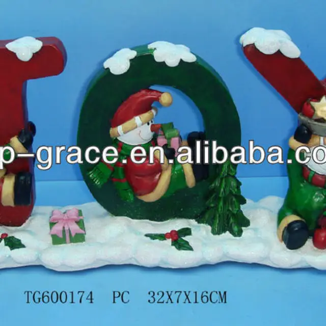 resin christmas decorative handicraft in joy design