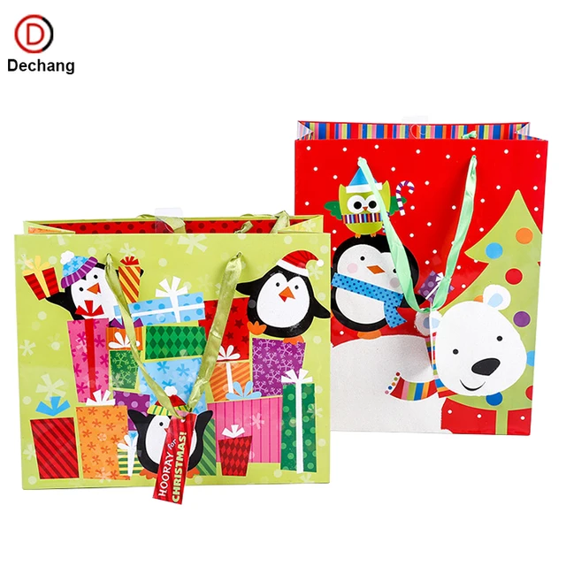 christmas fancy high quality shopping kid gift paper bag with