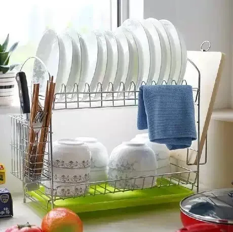 Kitchen Countertop Dish Rack Holder 2 Tier Stainless Steel