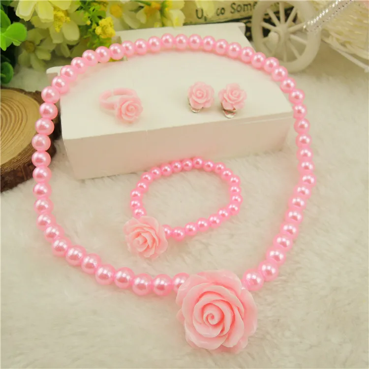 Kids Girls Child Pearl Flower Shape Necklace Bracelet Ring Ear Clips Set Jewelry 1 Necklace + 1 Bracelet + 1 Ring + 2 Ear Clips
Kids Girls Child Pearl Flower Shape Necklace Bracelet Ring Ear Clips Set Jewelry 1 Necklace + 1 Bracelet + 1 Ring + 2 Ear Clips