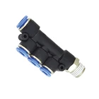 PKD series thread plastic 5 way quick connecting male branch triple