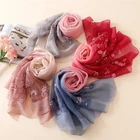New female silk woolen scarf embroidered thin silk scarf