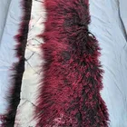 Black dyed white tips Mongolian tibetan lamb fur plate