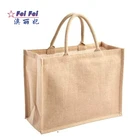 Wholesale Promotion Linen Hessian Hemp Jute Grocery Shopping Burlap Beach Tote Bag With Handle