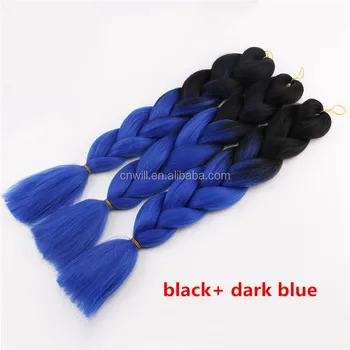 24inches 100g Black Blue Two Tone Color Jumbo Braiding Hair Ombre