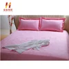 Luxury pink plain adult 100% cotton embroidered 4pcs bridal wedding bedding set