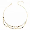 New Arrival Fashion Glass Bead Choker,Metal Gold Chain Jewelry Necklace For Women
