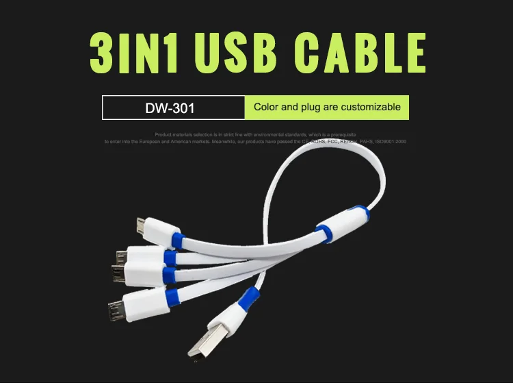 Usb Cable Fast Charging Cable 3 In 1 Micro Usb Cable - ANKUX.COM