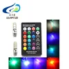 T10 5050 6smd silicone with Remote Controller 194 LED Bulb Wireless t10 rgb 16-Colors change t10 rgb led car light