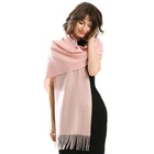 autumn winter fashion tassel plain woven solid pure 100% cashmere scarf