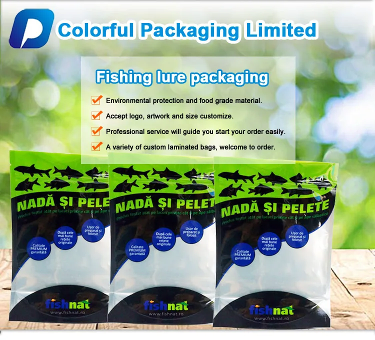 fishinglure,fishingreel custom printed heat seal plastic bag/soft plastic fishing lure