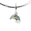 925 Sterling Silver Enamel Rainbow Of Love Hanging Charm Fit European charm bracelet