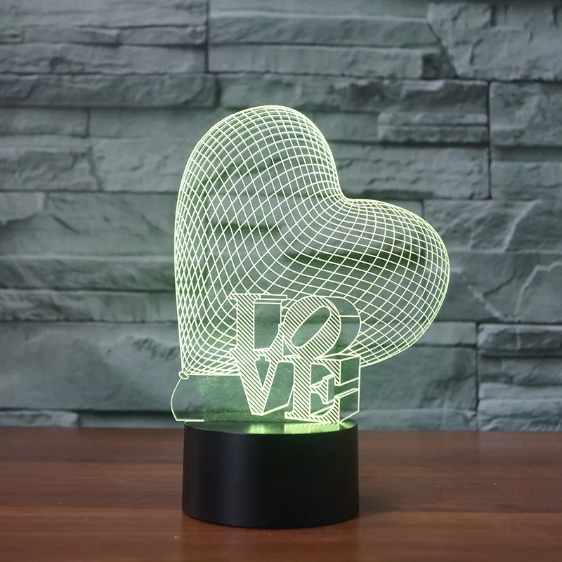 Creative Bedside 3d Lamp Valentine's Day Gift Energy Saving Usb  Desk Lamp Colorful Ambient Lighting Table Lamps