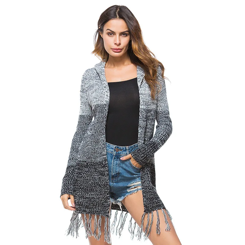 wholesale women clothes patchwork large size women's long knit cardigan with hoodies stripe fringed sweater coat
wholesale women clothes patchwork large size women's long knit cardigan with hoodies stripe fringed sweater coat