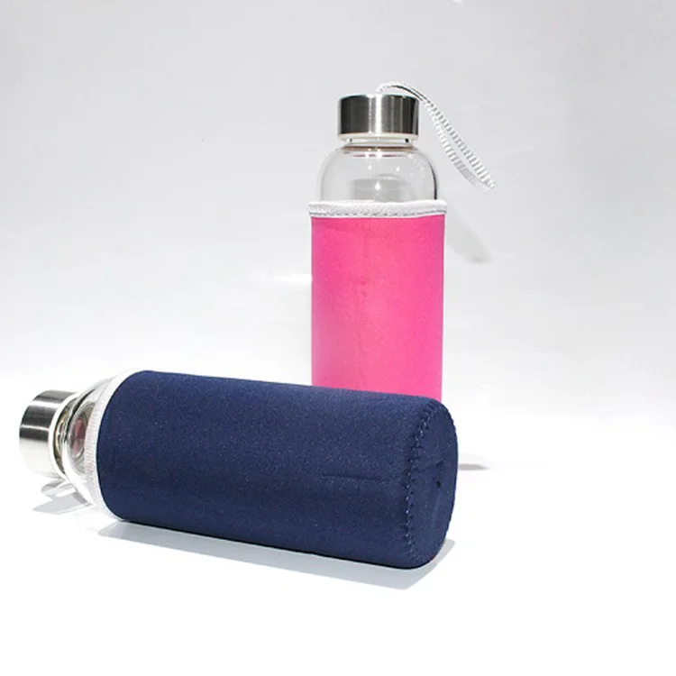 Custom Glass Bottle With Sleeve, Design Logo Borosilicate Bottle 280ML 360ML 420ML 550ML 600ML 700ML