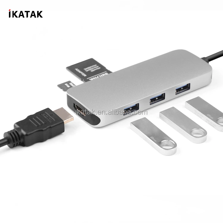 ikatak 7 in 1 Aluminum Multi Port Adapter HDMI PD 3.0 Usb Hub For Macbook Pro