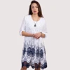Italy New Design Round Neck Half Sleeve Women Hollow Out Embroider Dress for Summer