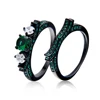 Black Color Clear Rhinestone Mosaic Wedding Engagement Band Ring For Women Stainless Steel Size Ring