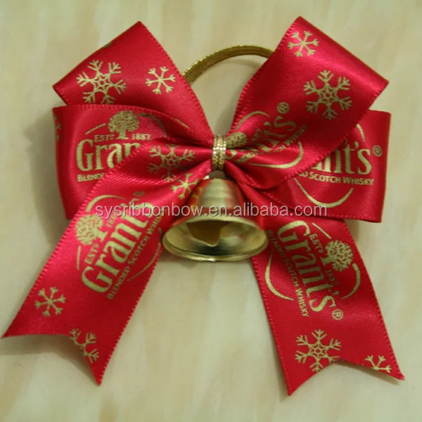 factory customized christmas gift packing printed ribbon bow