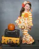 2019 Wholesale Little Girls Sets Pumpkin Floral Halloween Sets Boutique Fall Outfits