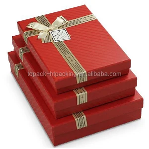 custom-sized rigid cardboard box gift box with ribbon tags