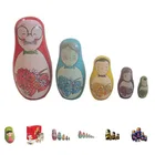 Wholesale cartoon black bear shape wooden nesting stacking dolls for baby play
