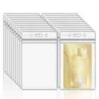 Heavy Duty Double ID Card Badge Holder Clear Vertical PVC with Waterproof Type Resealable Zip, Plastic Name Tag Holder