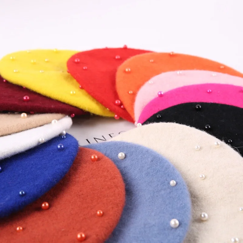 Fashion Wool Baby Hats with Pearls Candy Color Retro Baby Girl Beret Baby Cap 
Fashion Wool Baby Hats with Pearls Candy Color Retro Baby Girl Beret Baby Cap