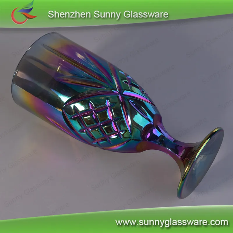 450ml Luxury Iridescence Stemmed Water Cup Red Wine Glass Custom