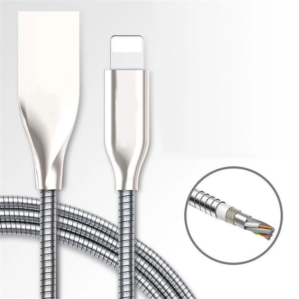 Alloy Metal 8 Pin USB Charging Cable Charger Cord Wire for iPhone X 8 8 plus 7 plus 6s - ANKUX.COM