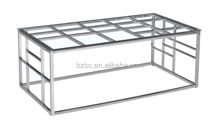 Wholesale chromed silver stainless steel coffee table with glass.jpg