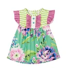 2019 Summer girls flutter dress cute flower printing design wholesale kids clothing children cotton wear